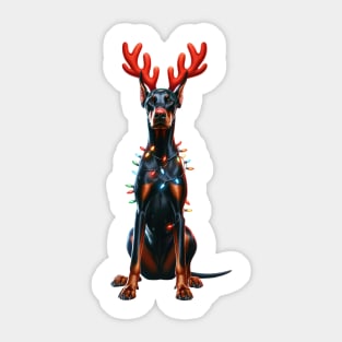 Christmas Red Nose Doberman Pinscher Dog Sticker